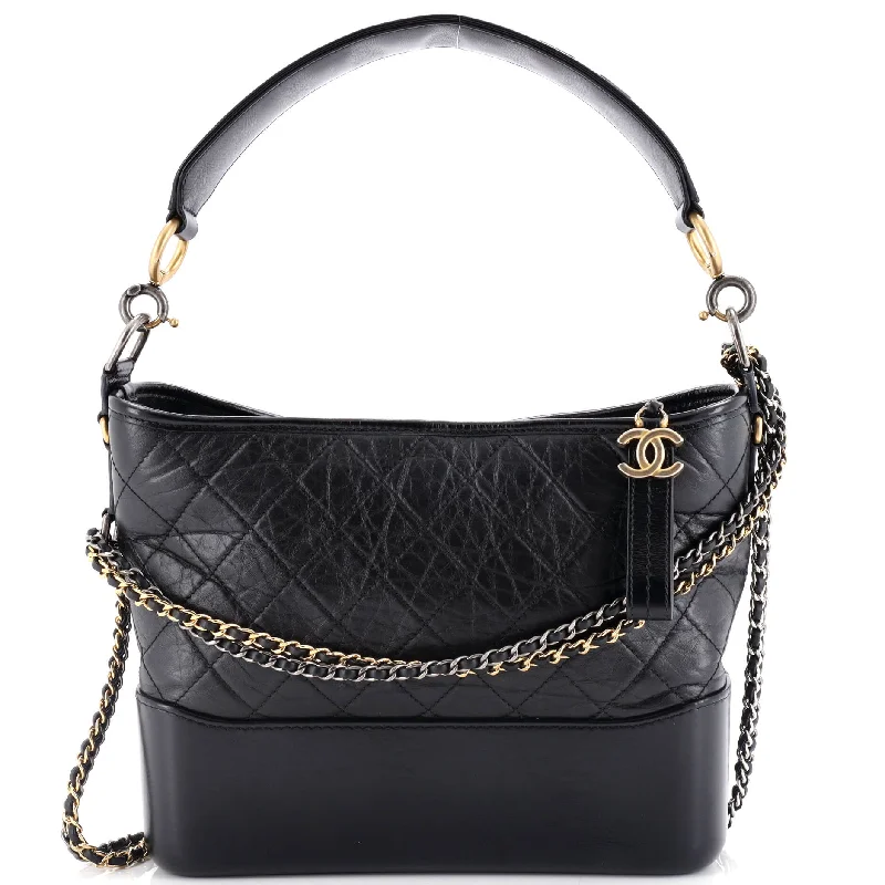 Gabrielle Hobo with Logo Handle Quilted Aged Calfskin Medium