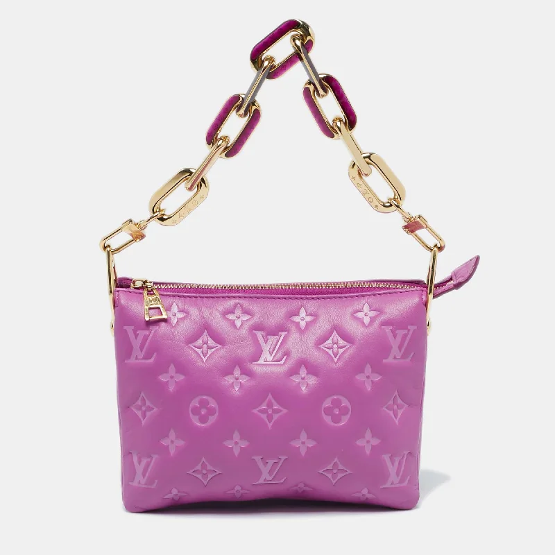 Louis Vuitton Orchid Monogram Embossed Puffy Leather Coussin Bb Bag