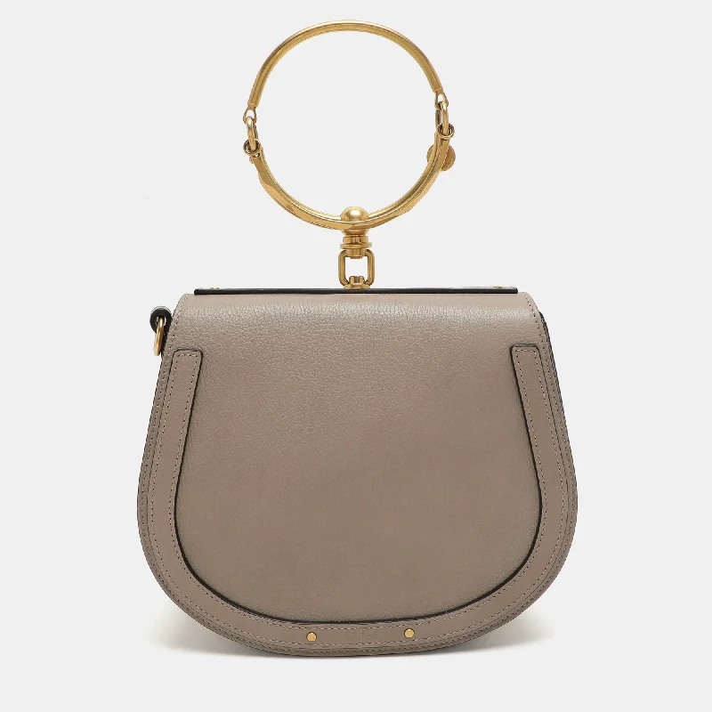 Chloé Grey Leather And Suede Small Nile Bracelet Shoulder Bag