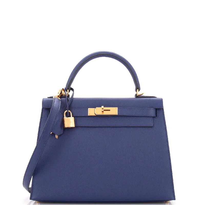 Kelly Handbag Bleu Saphir Epsom with Gold Hardware 28