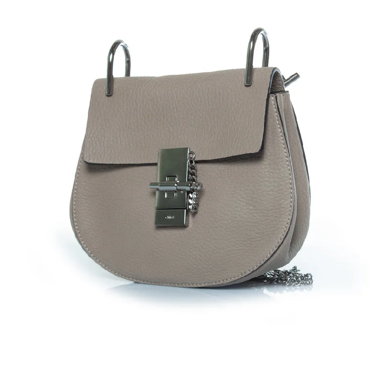 Taupe leather drew bag