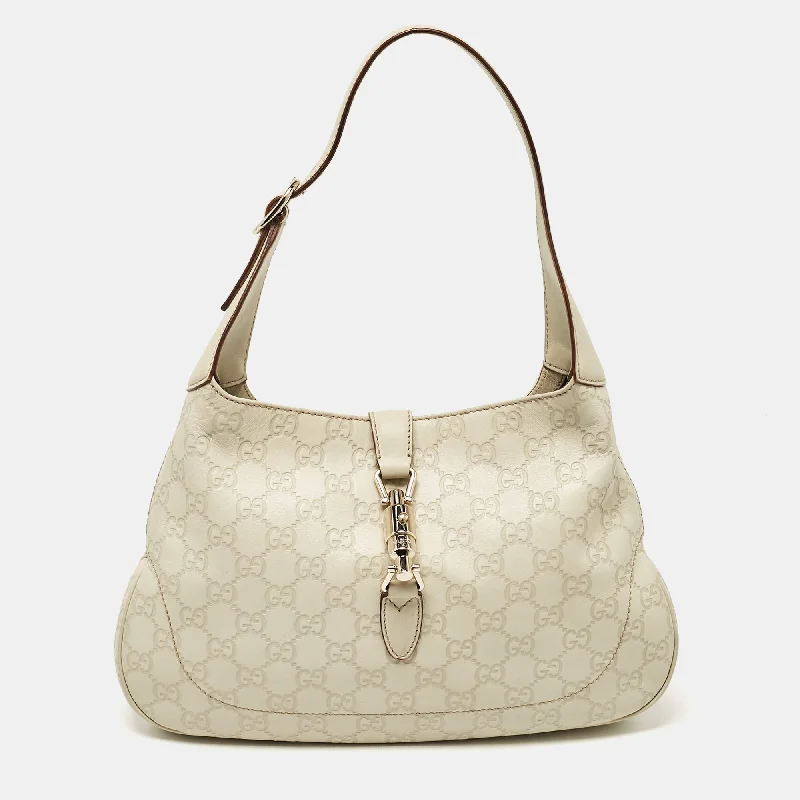 Gucci Off White Guccissima Leather Jackie Shoulder Bag