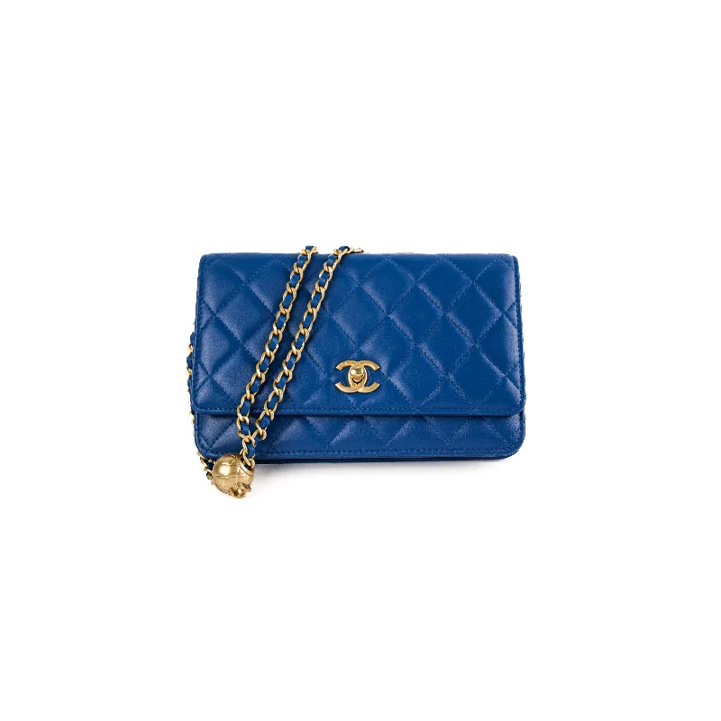 Chanel Wallet On Chain WOC Pearl Crush Lambskin Blue