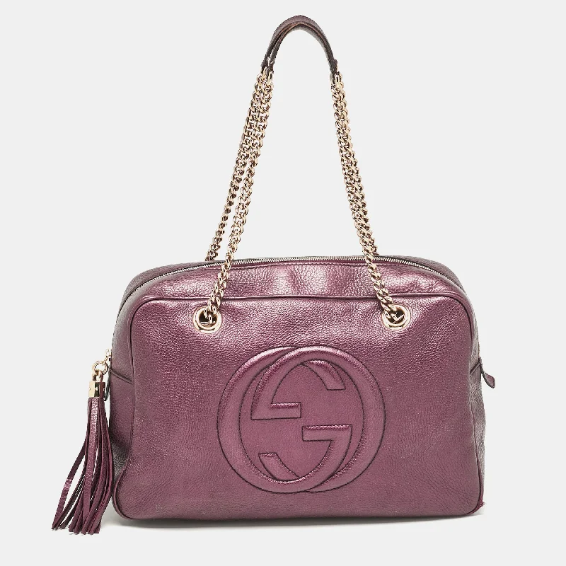 Gucci Burgundy Leather Large Soho Chain Shoulder Bag