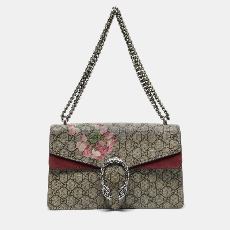 Gucci Pink/beige Gg Supreme Blooms Canvas Small Dionysus Shoulder Bag