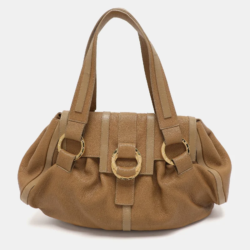 Bvlgari Beige Leather Chandra Shoulder Bag