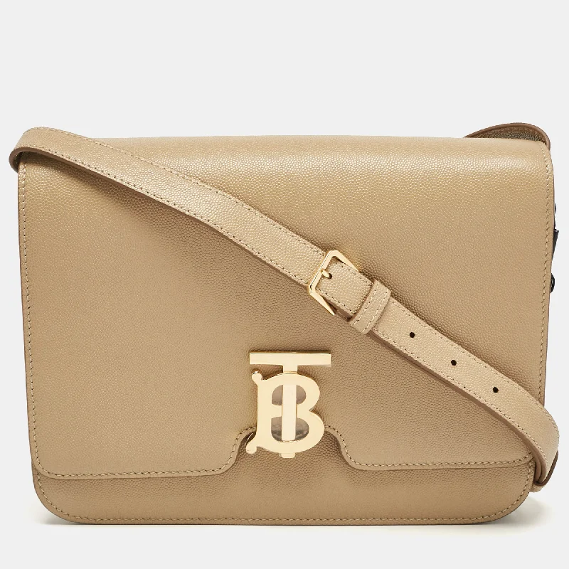 Burberry Archive Beige Leather Medium Tb Shoulder Bag