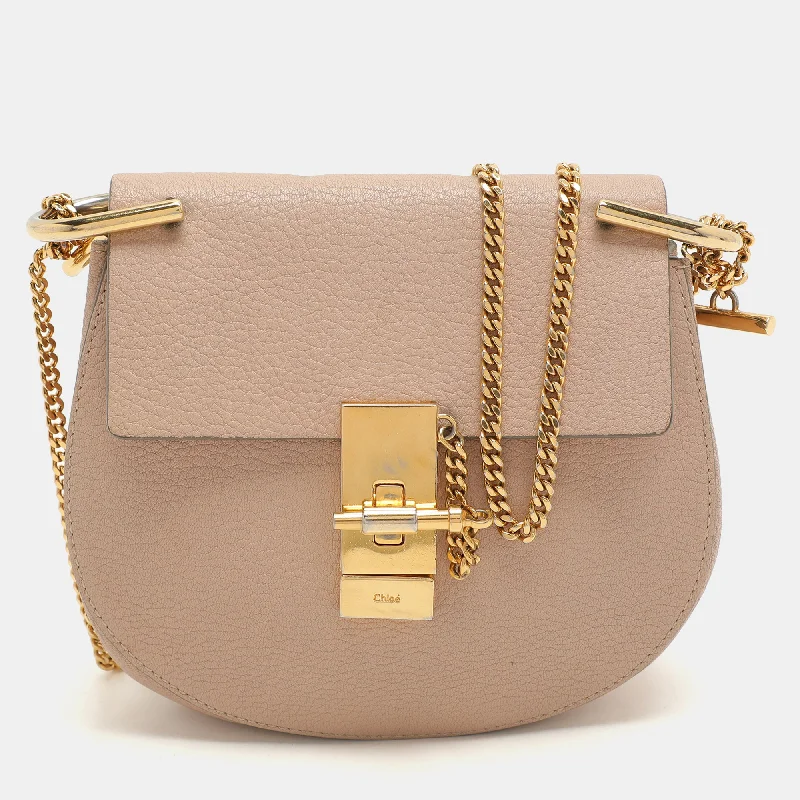 Chloe Beige Leather Small Drew Shoulder Bag