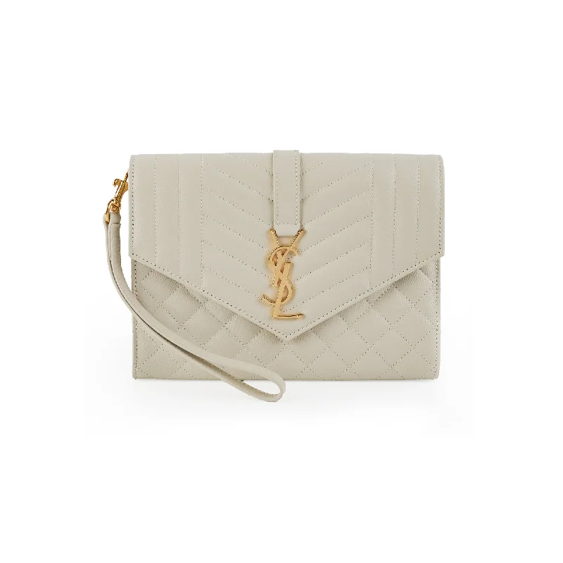 Saint Laurent Evelope Flap Pouch Cream