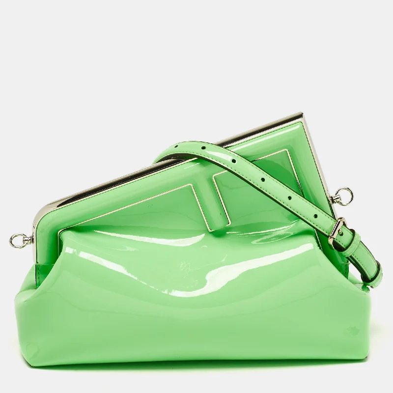 Fendi Green Patent Leather Midi First Bag