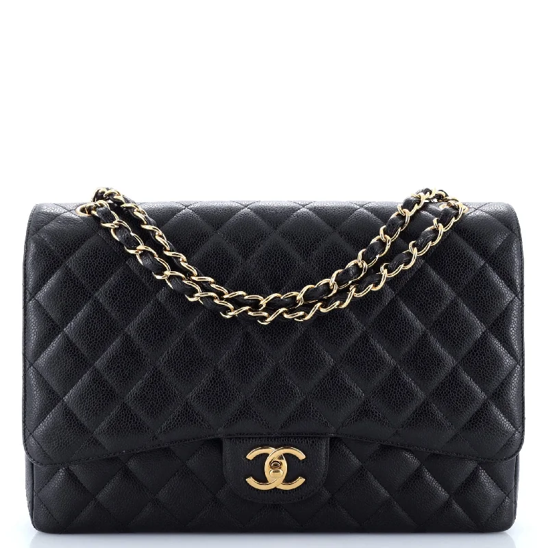 Classic Double Flap Bag Quilted Caviar Maxi