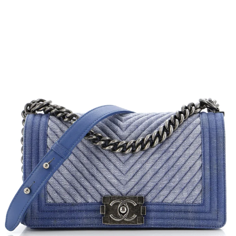 Boy Flap Bag Chevron Denim Old Medium