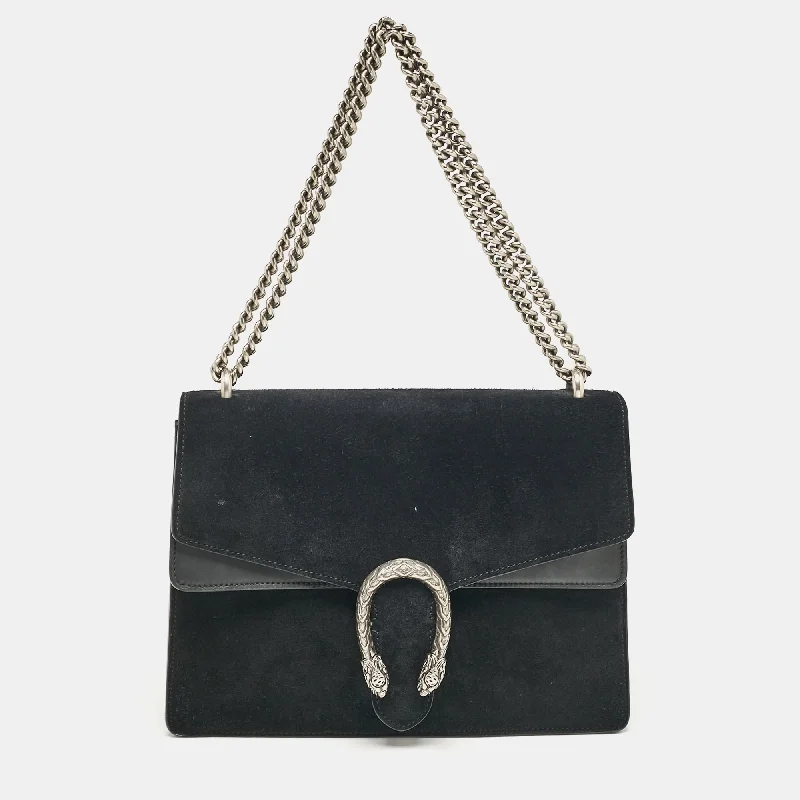 Gucci Black Suede And Leather Medium Dionysus Shoulder Bag