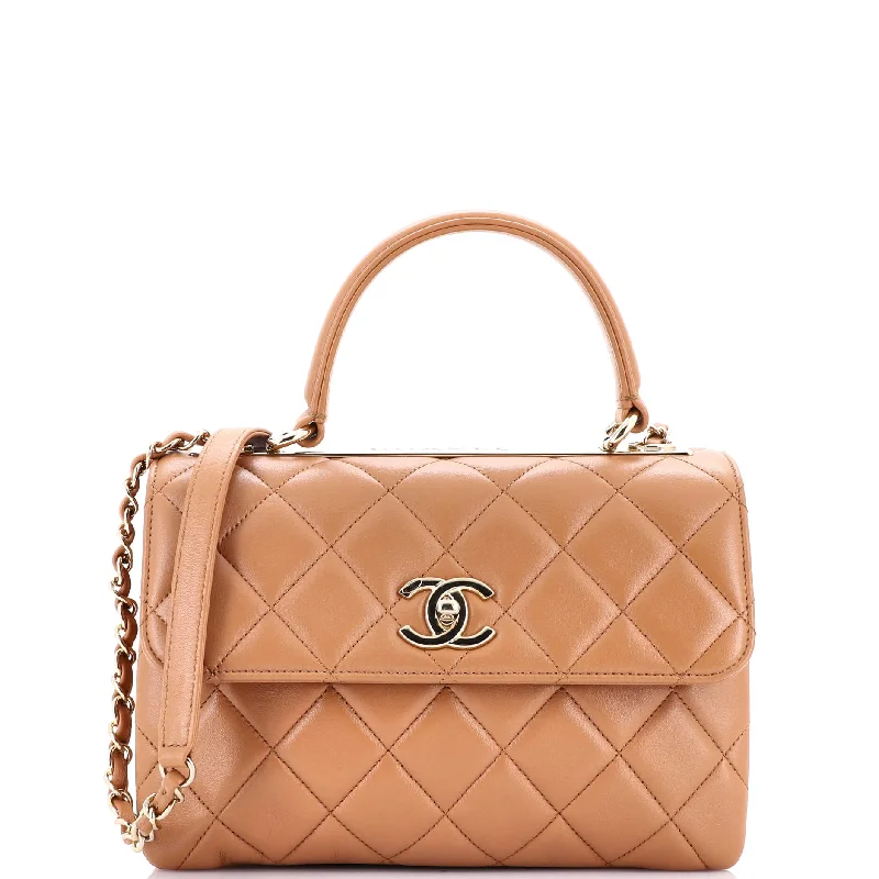 Trendy CC Top Handle Bag Quilted Lambskin Small