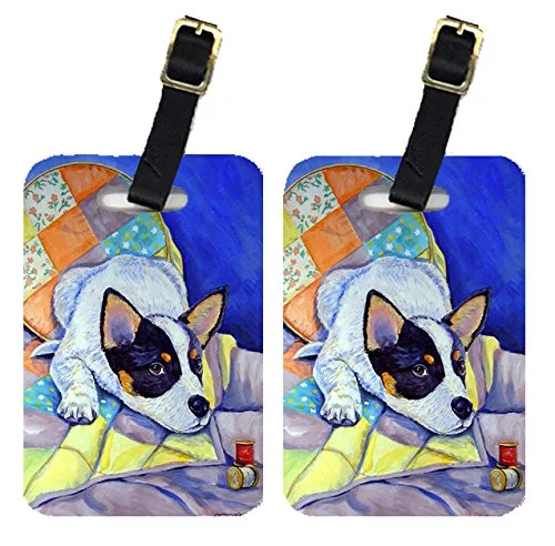 Caroline'S Treasures 7050Bt Pair Of 2 Australian Cattle Dog Sew Perfect Luggage Tags, Large,