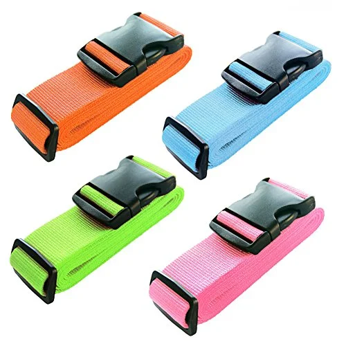 BlueCosto Luggage Strap Suitcase Belt Travel Accessories, 4-Pack, 4-Color