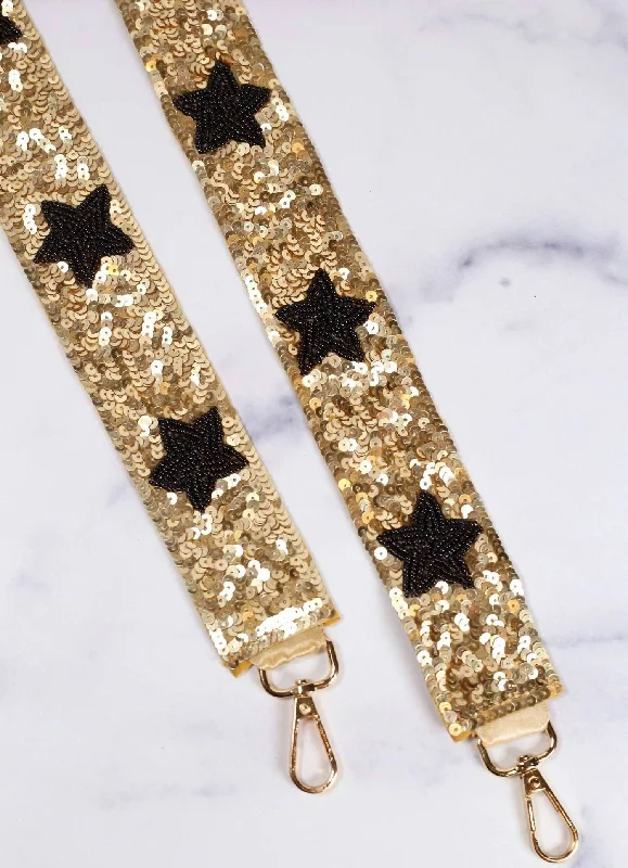 Sammy Star Sequin Crossbody Strap In Gold Black