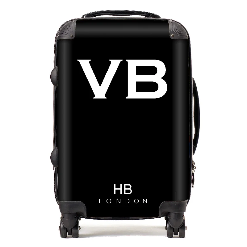 Personalised Black with White Font Initial Suitcase