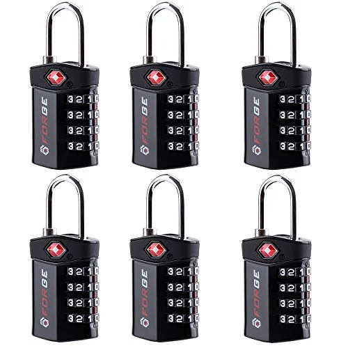 4 Digit TSA Approved Luggage Lock, 6 Pack, Change Your Own Color and Combination, Inspection Indicator, Alloy Body