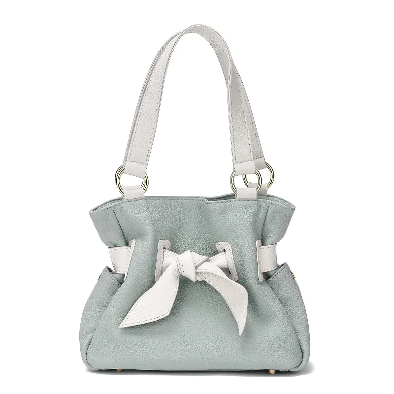 Full-Grain Soft Leather Bow Bag