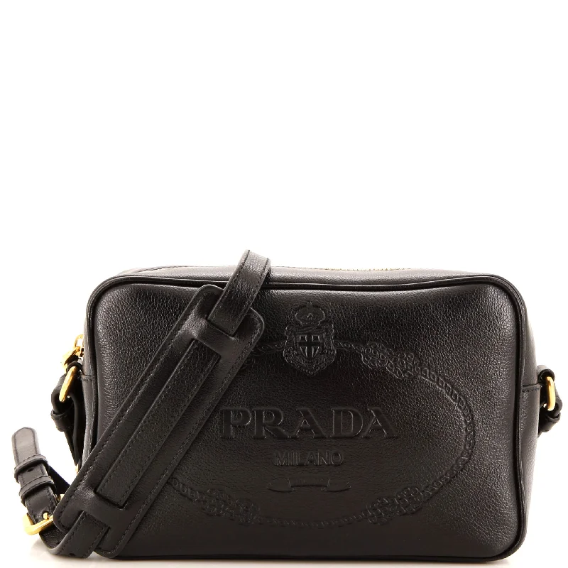 Logo Camera Bag Embossed Leather Small