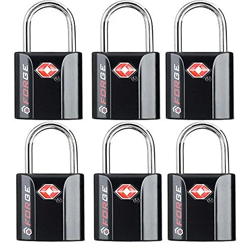 Black 6 Pack TSA Approved Luggage Locks