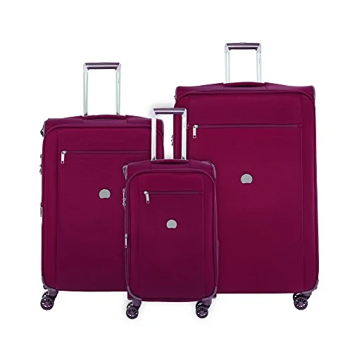 Delsey Luggage Montmartre+ 3 Piece 4 Wheel Lugset, 21/25/29, Bordeaux