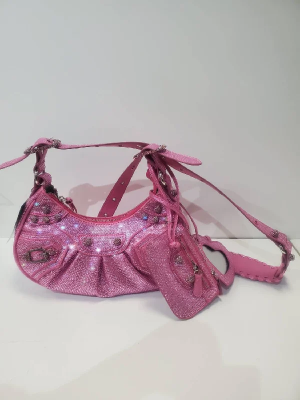 Rhinestone Accents Crossbody Bag In Pink