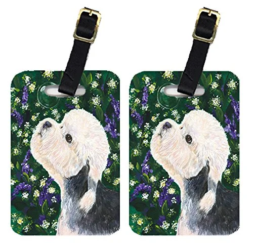 Caroline's Treasures SS1055BT Pair of 2 Dandie Dinmont Terrier Luggage Tags, Large, multicolor