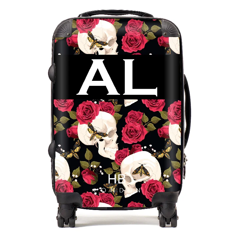 Personalised Skull and Roses Initial Suitcase