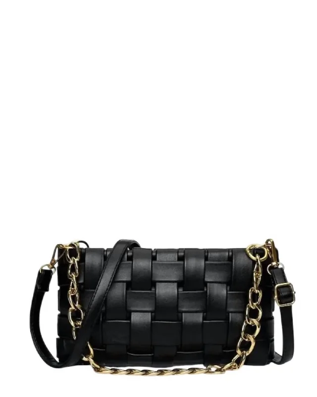 Weaved Crossbody Shoulder Bag In Black