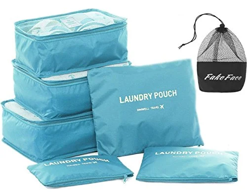 Travel Luggage Organizer Packing Cubes,6 Pcs Travel Essential Bags in Bag, Waterproof Laundry Pouch