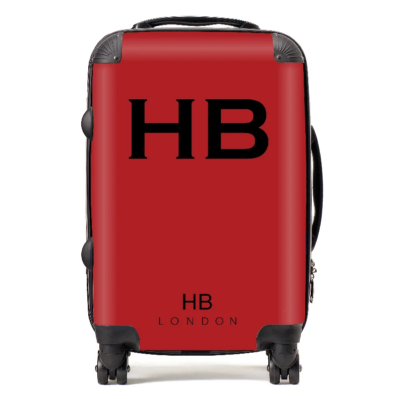 Personalised Red with Black Font Initial Suitcase