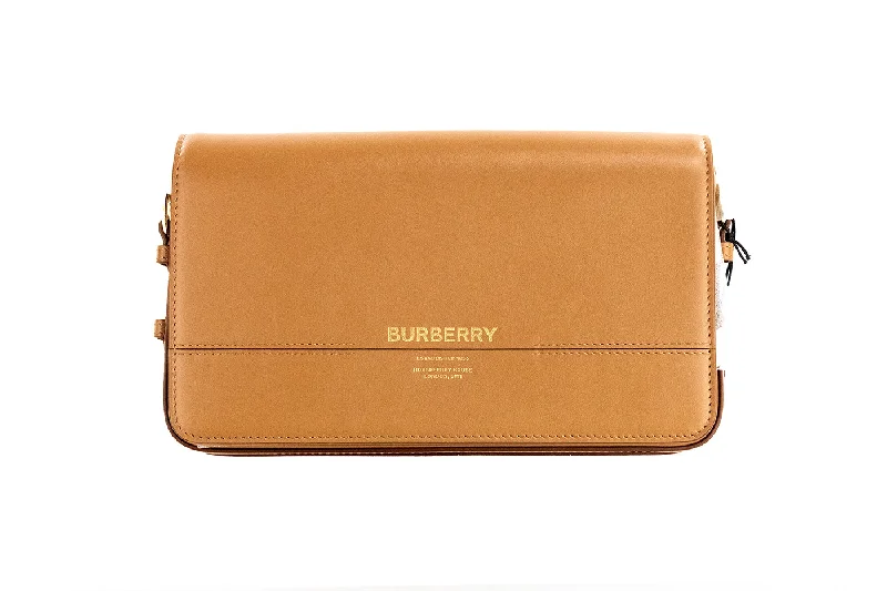 Burberry Grace Small Nutmeg Smooth Leather Flap Crossbody Clutch Handbag Women's Purse