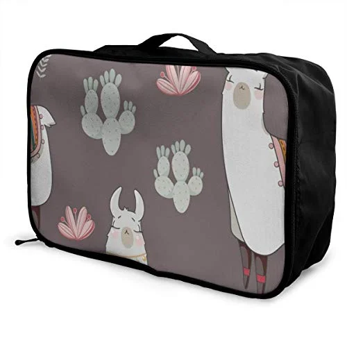 Travel Bags Alpaca Cactus Cute Portable Storage Trolley Handle Luggage Bag