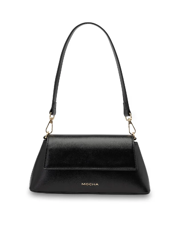 Mocha Ava Baguette Crossbody Bag- Black