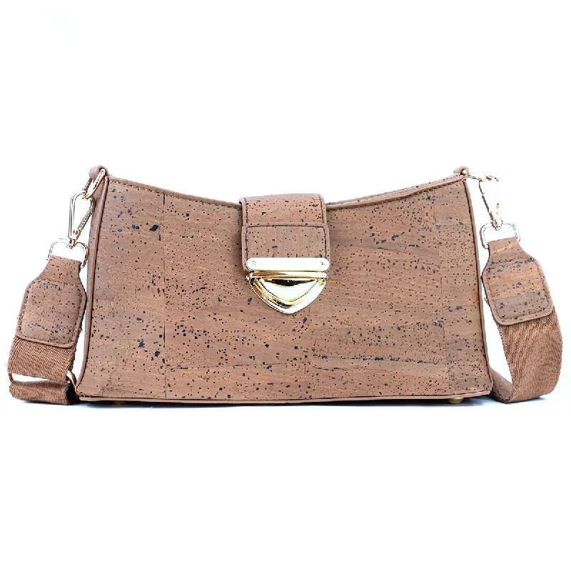 Chic Cork Crossbody Bag with Gold Clasp and Cotton Strap for Women BAG-2320