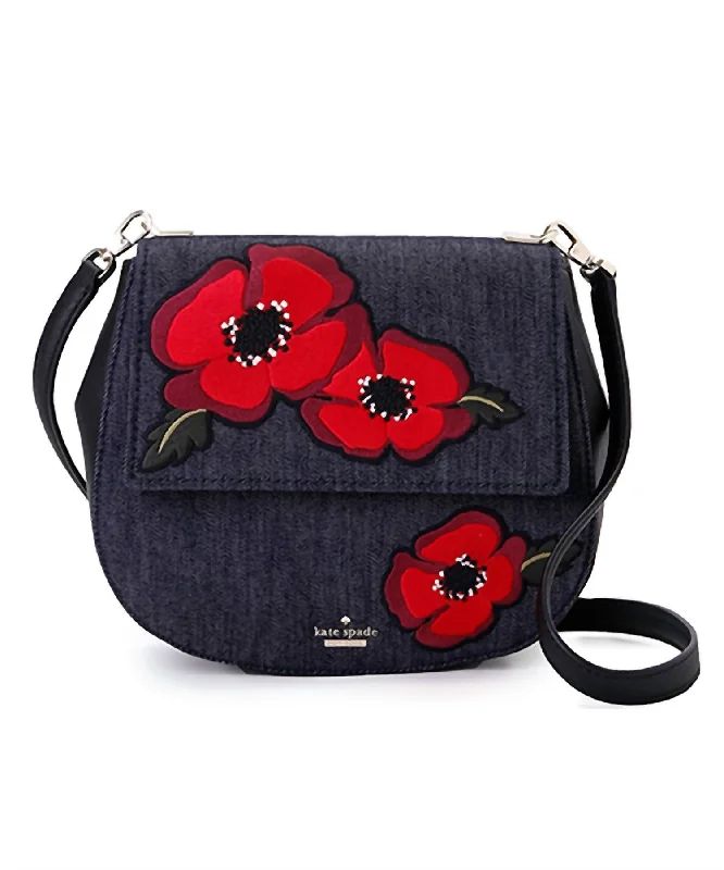 Cameron Street Poppy Floral Byrdie Crossbody In Port Blue Multi