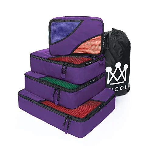 4 Set Packing Cubes Travel Luggage Packing Organizer with Laundry Bag 7 Colors Nylon YKK Zippers