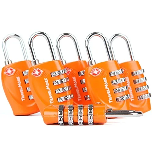 6 Pack TSA Approved Luggage Locks for Travel Safety, Small 4 Digit Combination Padlocks for Suitcases, Lockers & Bags