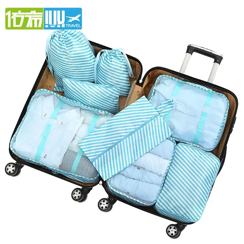 IUX New 8PCS/Set High Quality Oxford Cloth Travel Mesh Bag In Bag Luggage Organizer Packing Cube