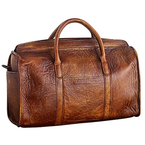 Berchirly Mens Genuine Leather Travel Duffle Bag Sports Outdoor Luggage