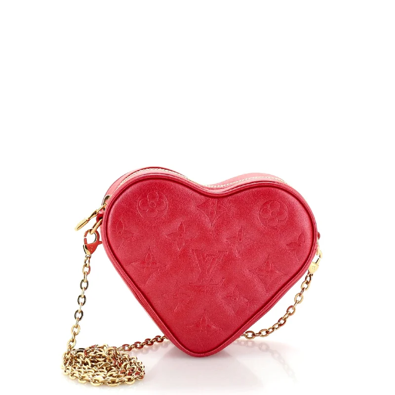 Coeur Heart on Chain Bag Monogram Embossed Lambskin