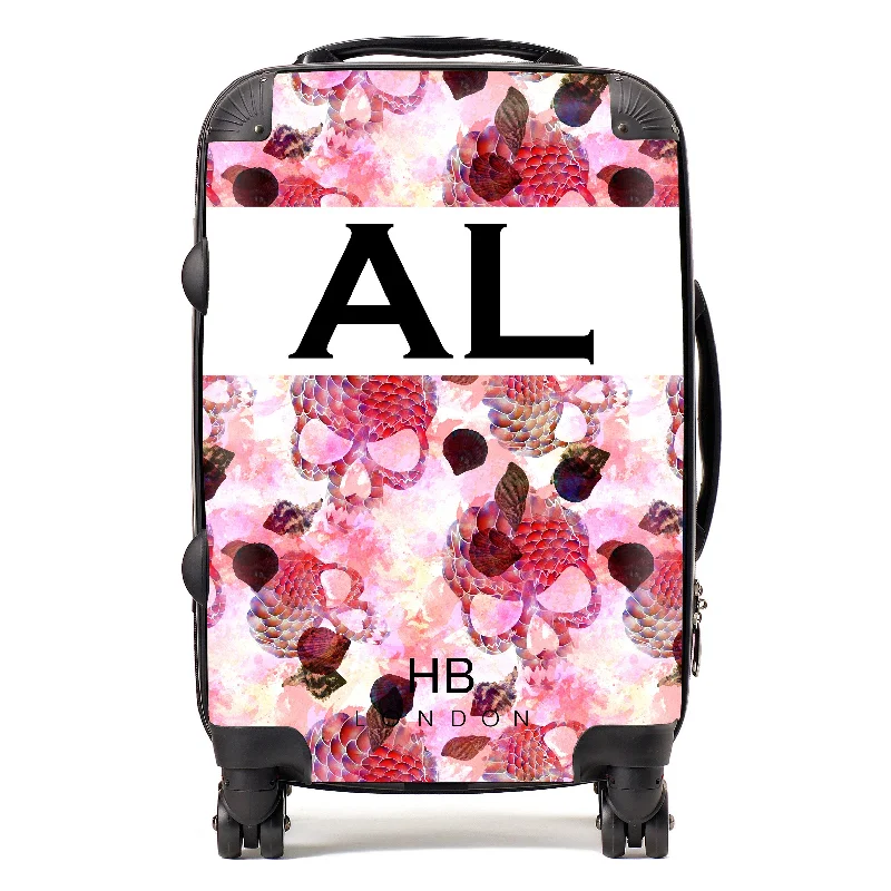 Personalised Pink Mermaid Skull Initial Suitcase