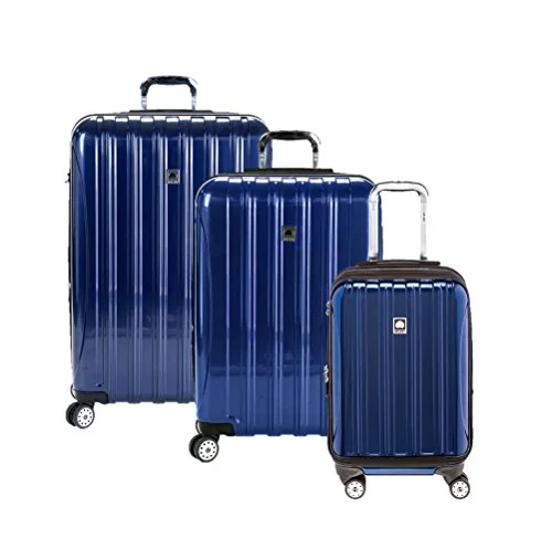 Delsey Luggage Aero 3 Piece Polycarbonate Hardside Spinner Luggage Set,Cobalt,One Size