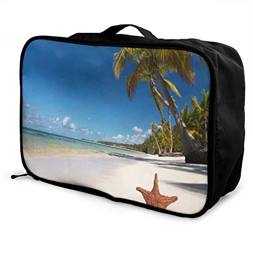 Travel Bags Beach Starfish Coconut Tree Portable Handbag Trolley Handle Luggage Bag