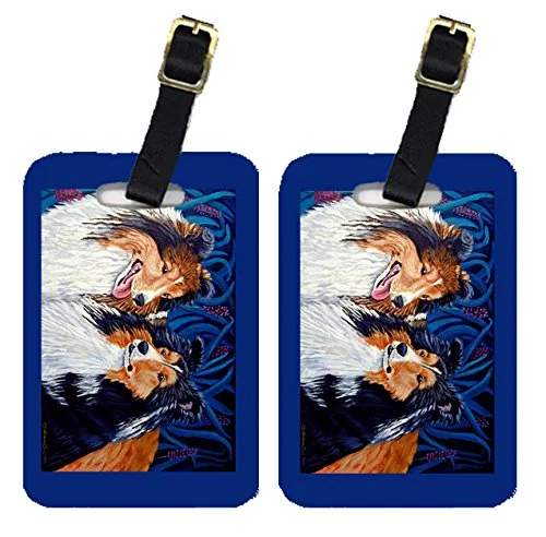 Caroline'S Treasures 7508Bt Pair Of 2 Sheltie Luggage Tags, Large, Multicolor