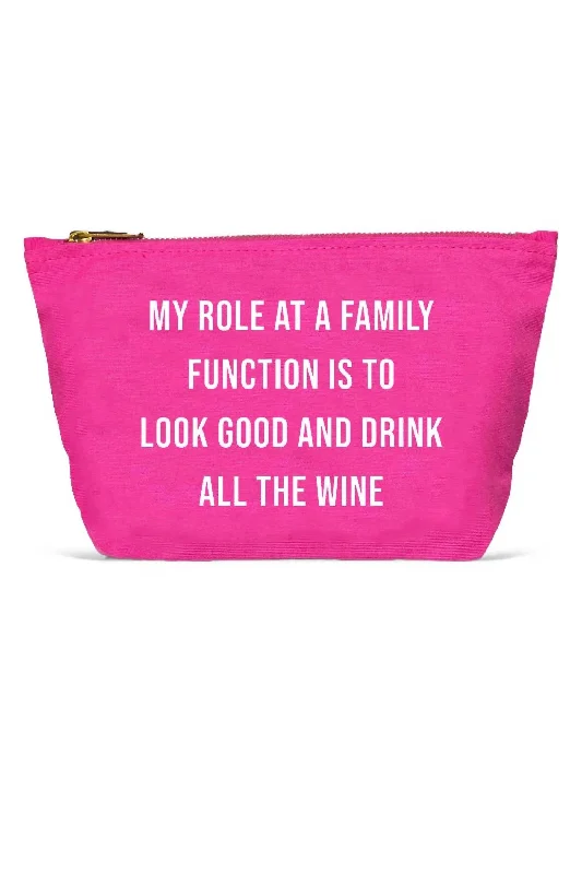 Drink All The Wine Pouch In Pink