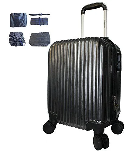 Boardingblue New Airlines Personal Item Under Seat Spinner Hard Luggage (Black) Plus Luggage Cover