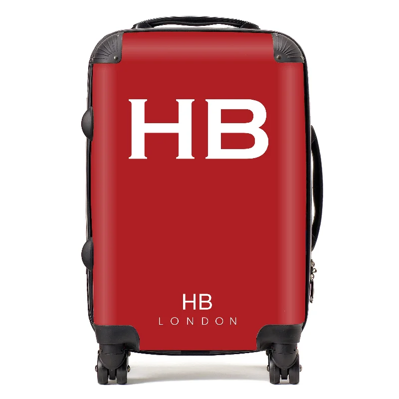 Personalised Red with White Font Initial Suitcase